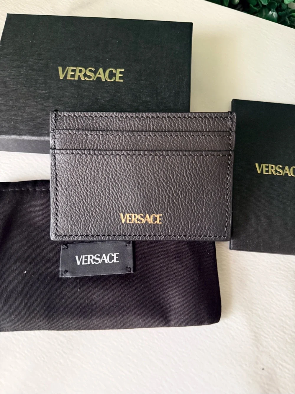 Versace Black Leather Medusa Card Holder Brand New!